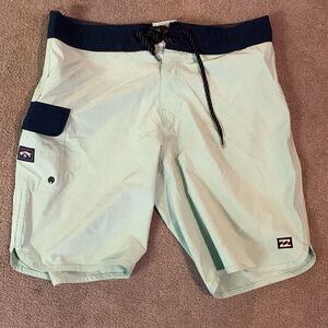 Teal and blue billabong recycler 73 pro boardshorts waist size 30